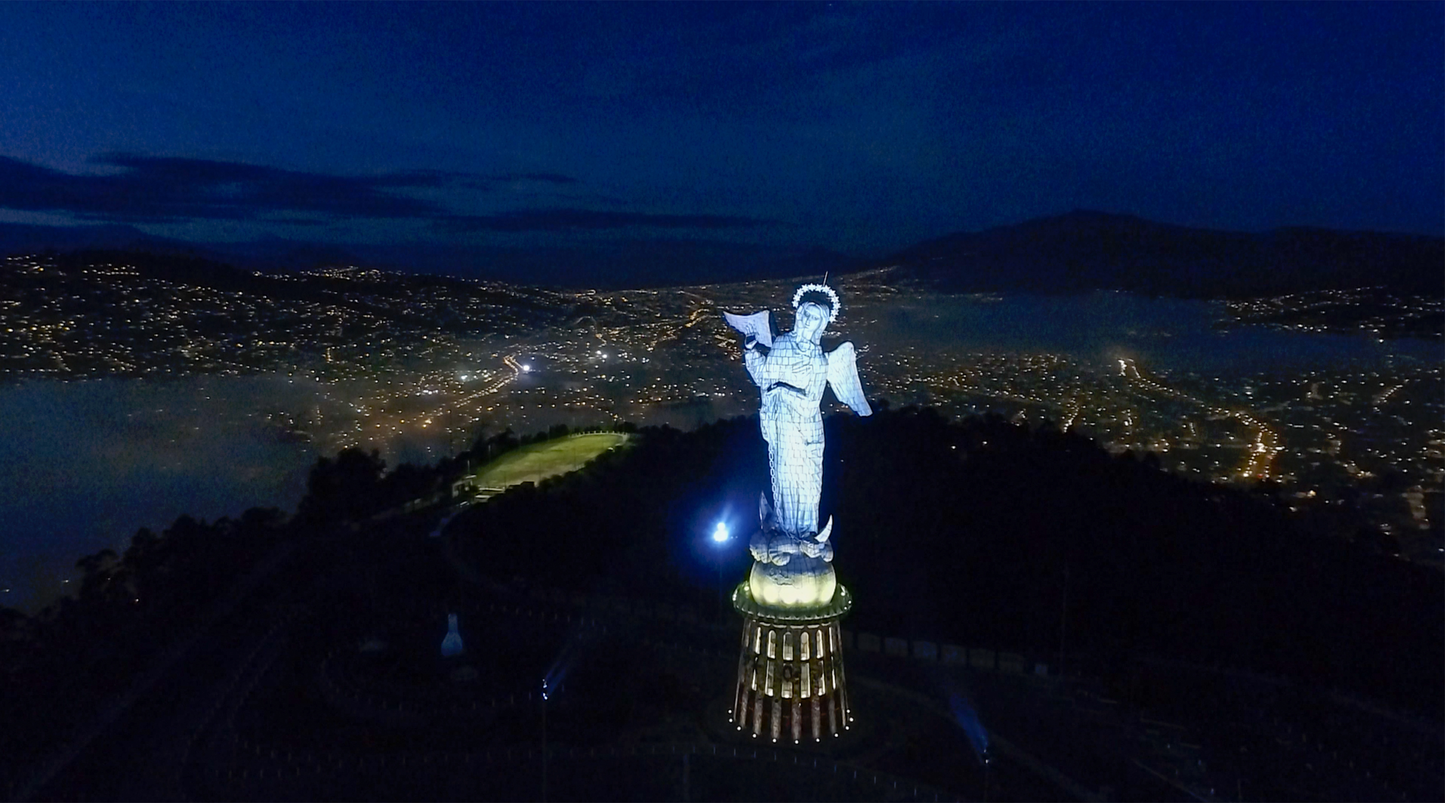 The Panecillo stands watch over the historic center of Quito.